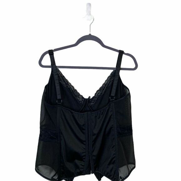 Coquette Diva Bustier Corset Look Black Sexy Vibe Stretch SZ 3X to 4X Sheer Mesh - Picture 2 of 16